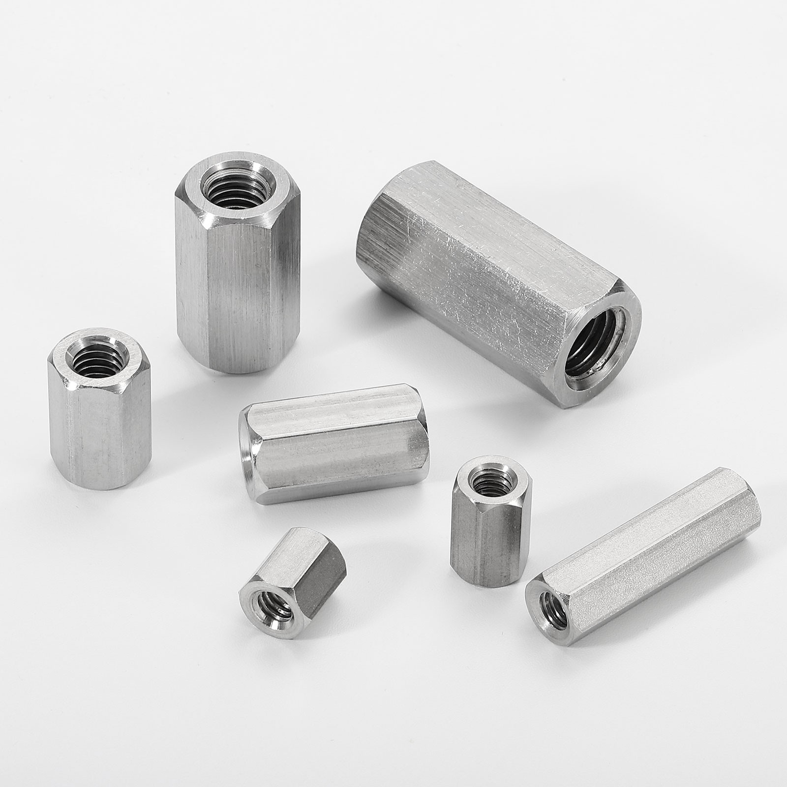 2Pcs UNC 1/4"-20 x 60mm 304 Stainless Steel Hex Threaded Rod Coupler Nut