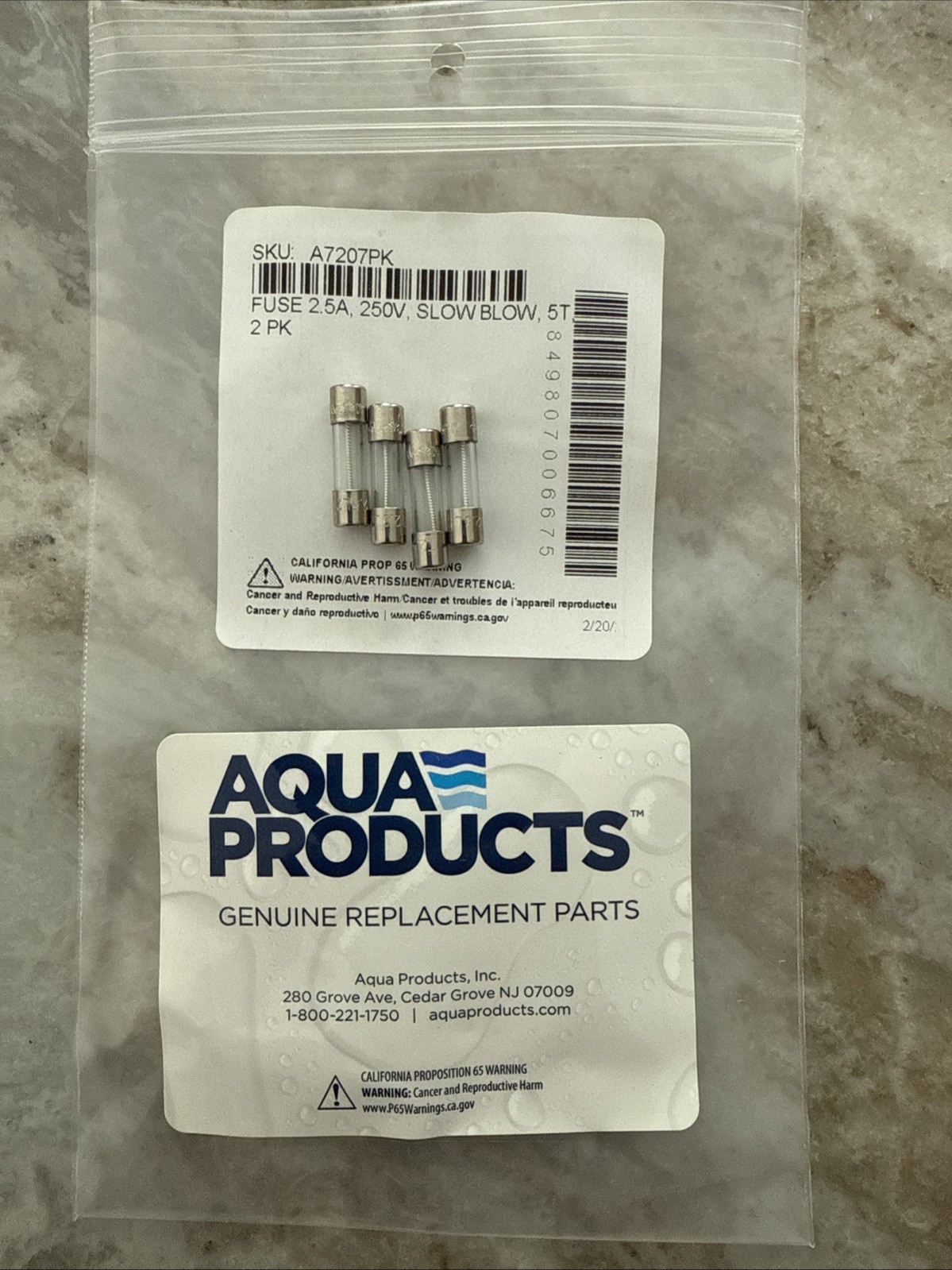 Aqua Products Aquabot Slow Blow Fuse Lot of 4 Part#A7207PK (2.5A,250v,20mm) NEW