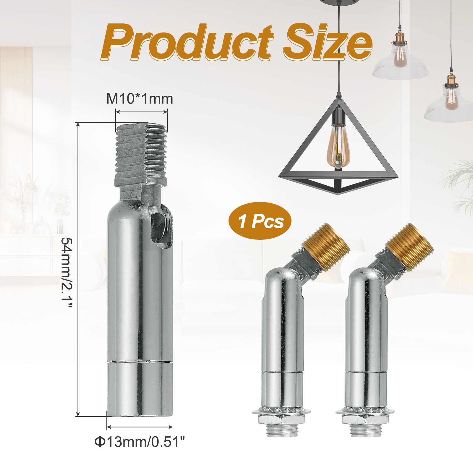 180/350 Degree M10 Thread Silver 53x12mm Sloped Ceiling Adapter