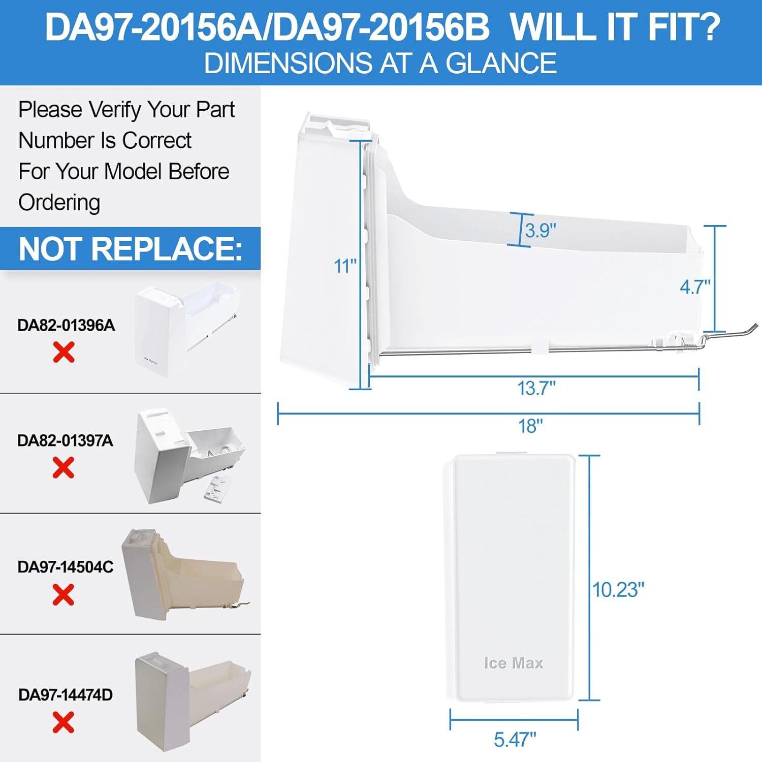 DA97-20156A Refrigerator Ice Container Assembly For Samsung Ice Maker placement