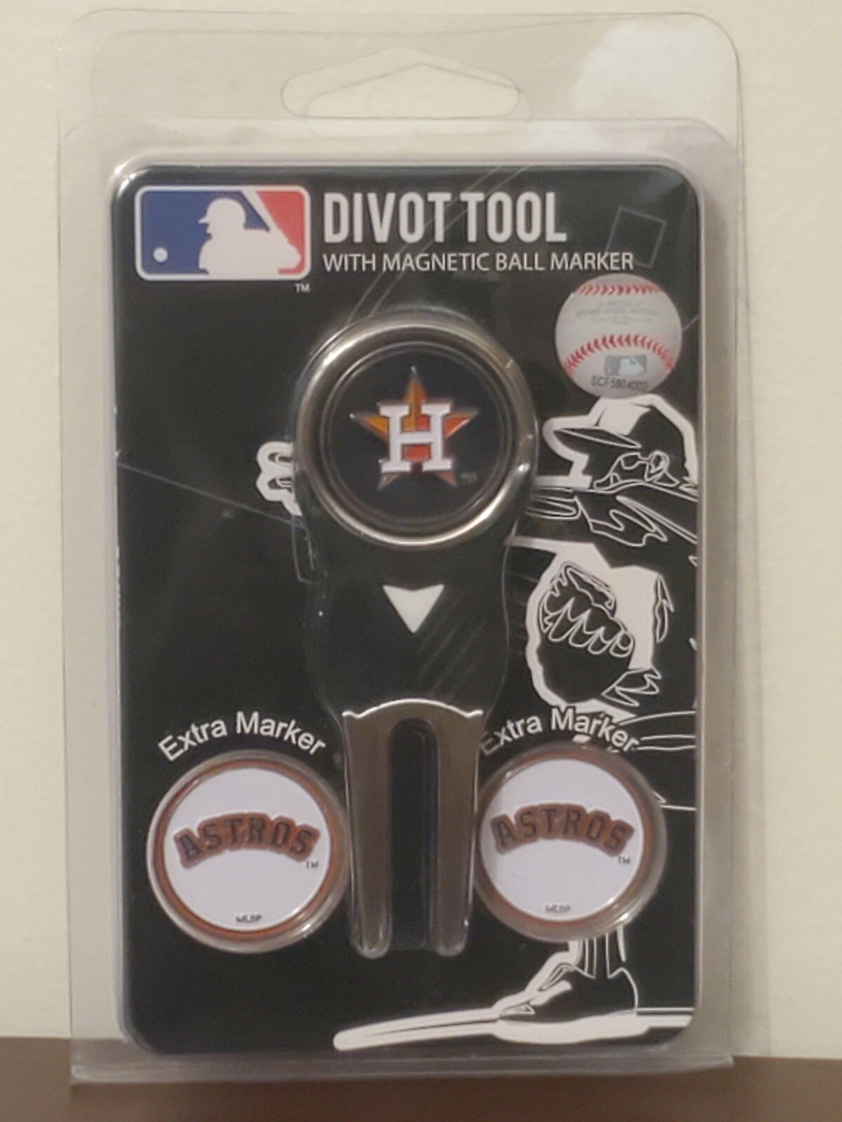 Houston Astros MLB Team Golf Divot Tool with 3 Magnetic Ball Markers