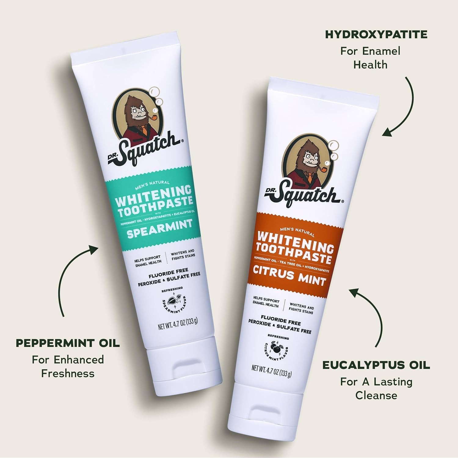 Dr. Squatch Hydroxyapatite Toothpaste Whitening - Natural, Fluoride-Free Toothpa
