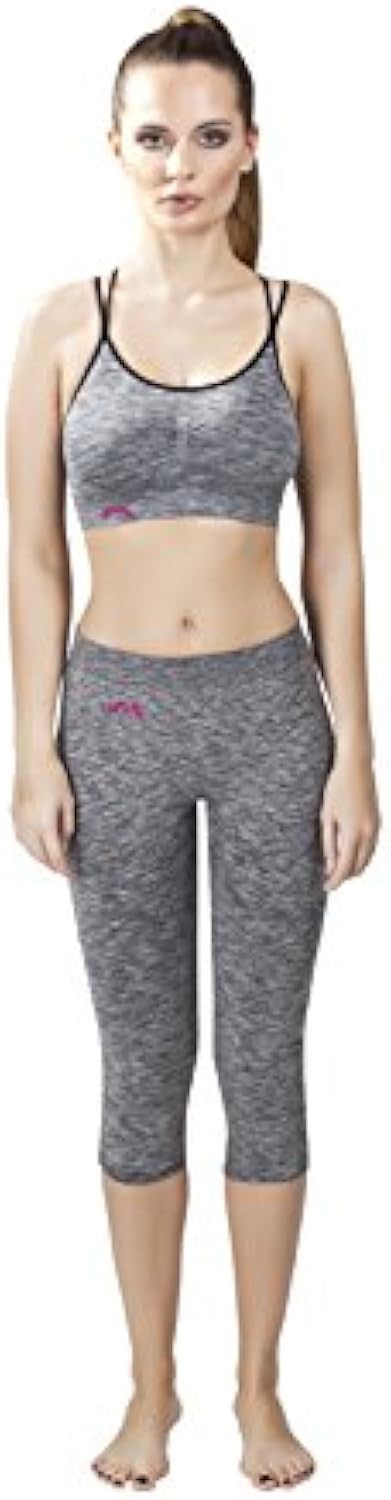 EMMITOU Ladies Top Duo Active, Fitness Clothing, Gray Melange, L,