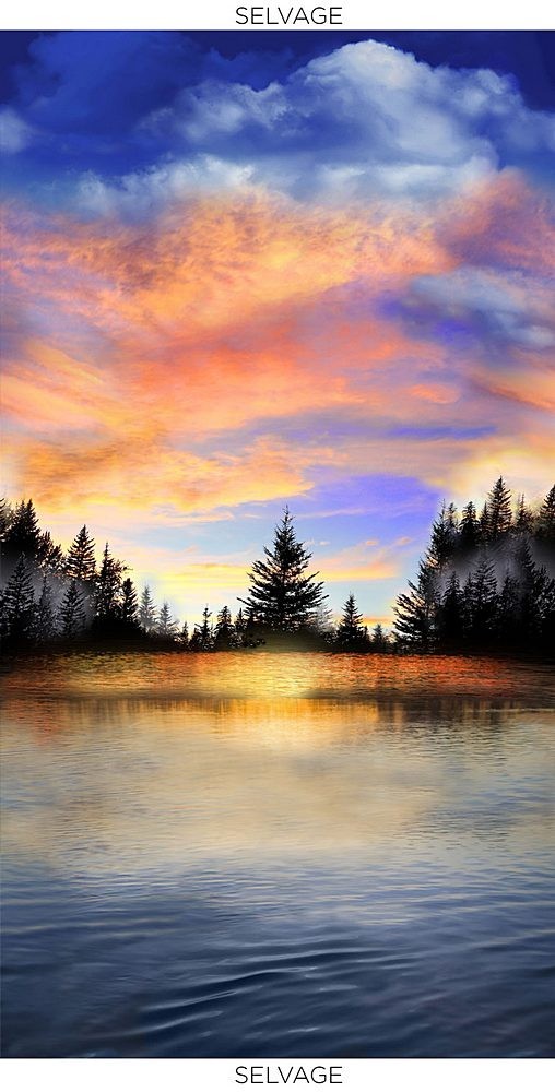 Timeless Treasures Sunset Lake Panel - 24 inches