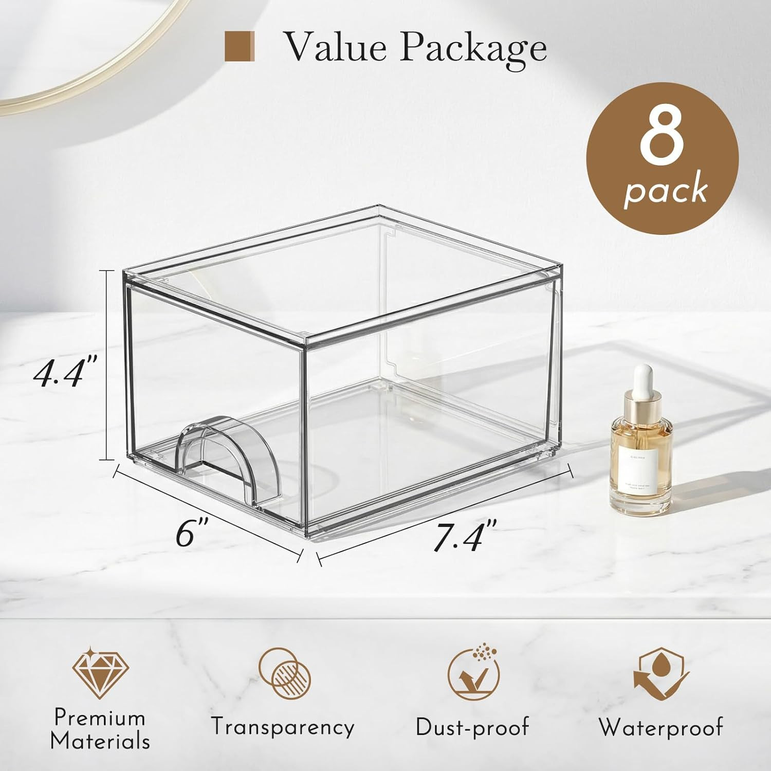 8 Pack Small Clear Stackable Acrylic Storage Boxes for Art Tool & Sketch, Storag