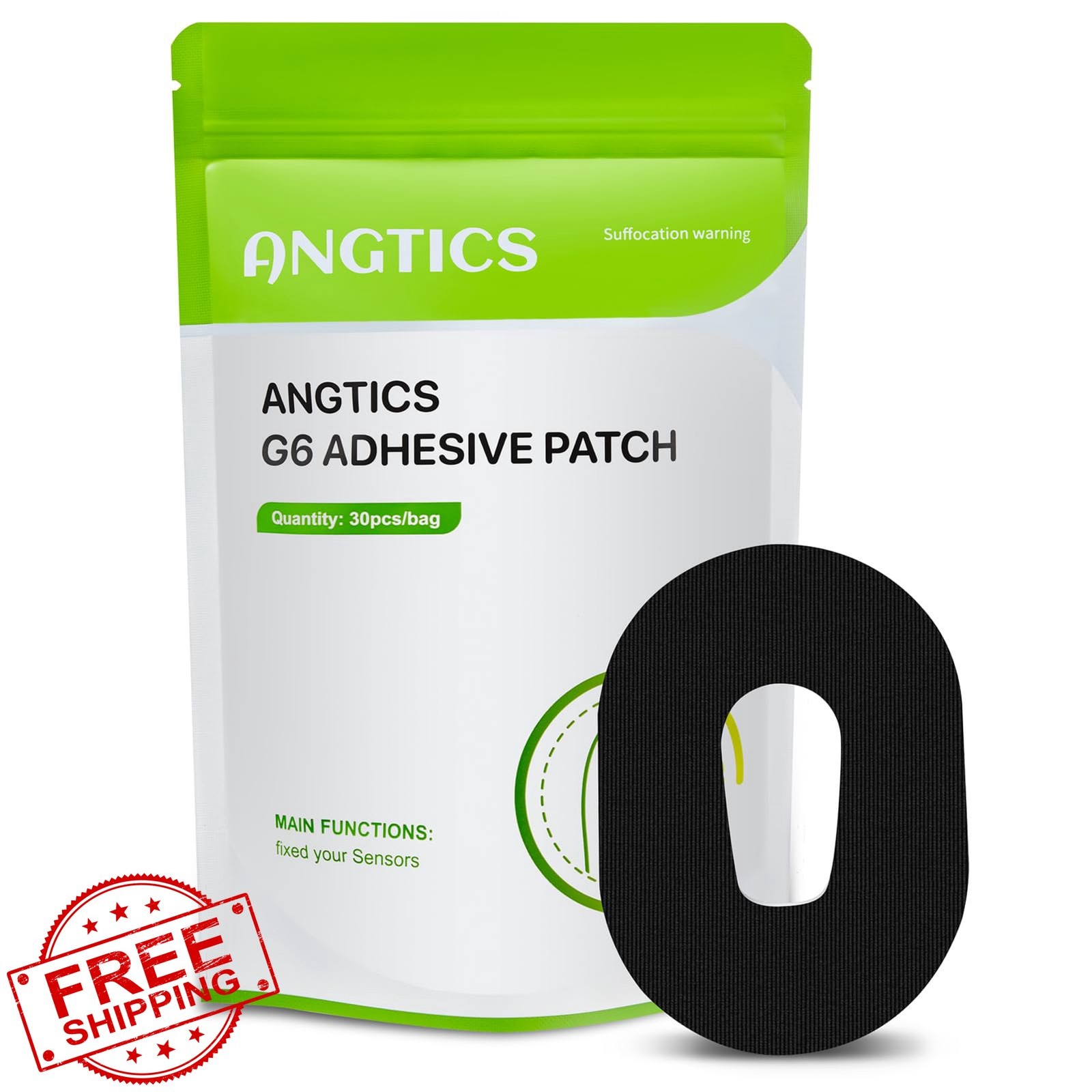 ANGTICS Dexcom G6 Waterproof Adhesive Patches - 30 Pack Black
