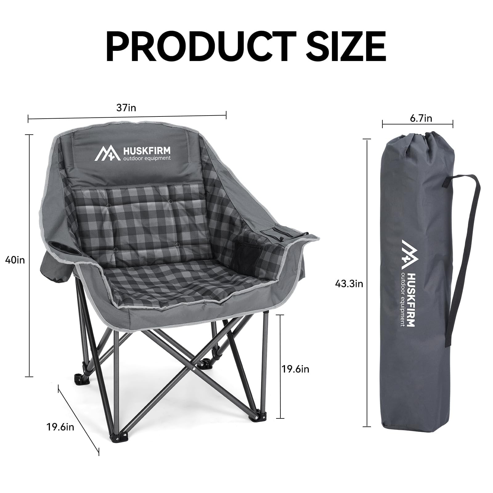 2 Pack Camping Chairs Oversized Padded Camping Chair Heavy-Duty Foldable Camp...