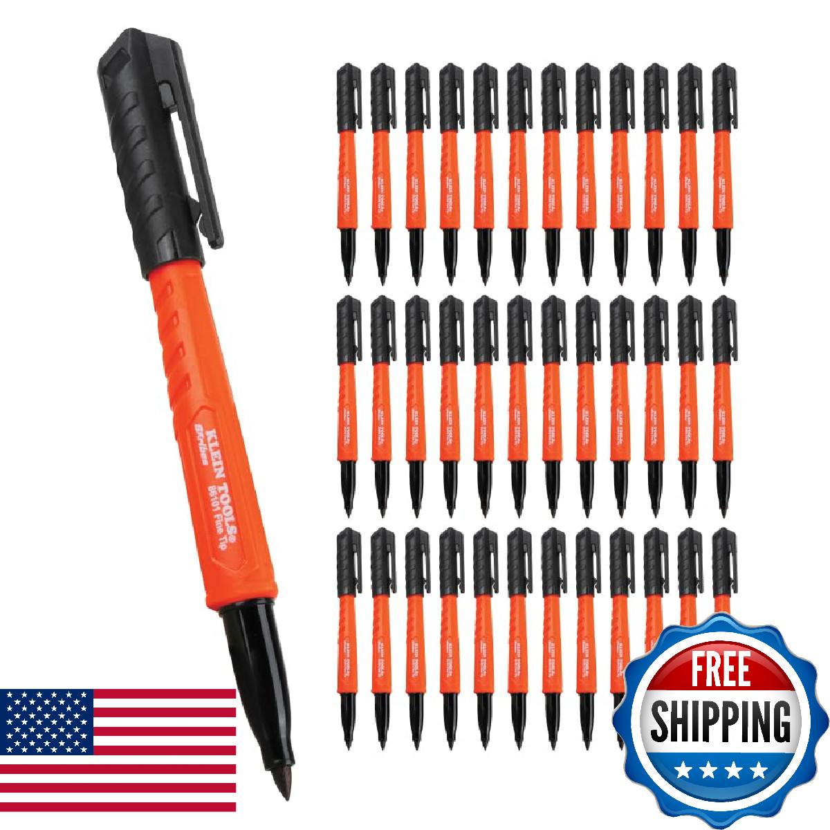 Klein Tools Fine Tip Permanent Markers Black 36 Pack Jobsite Durable