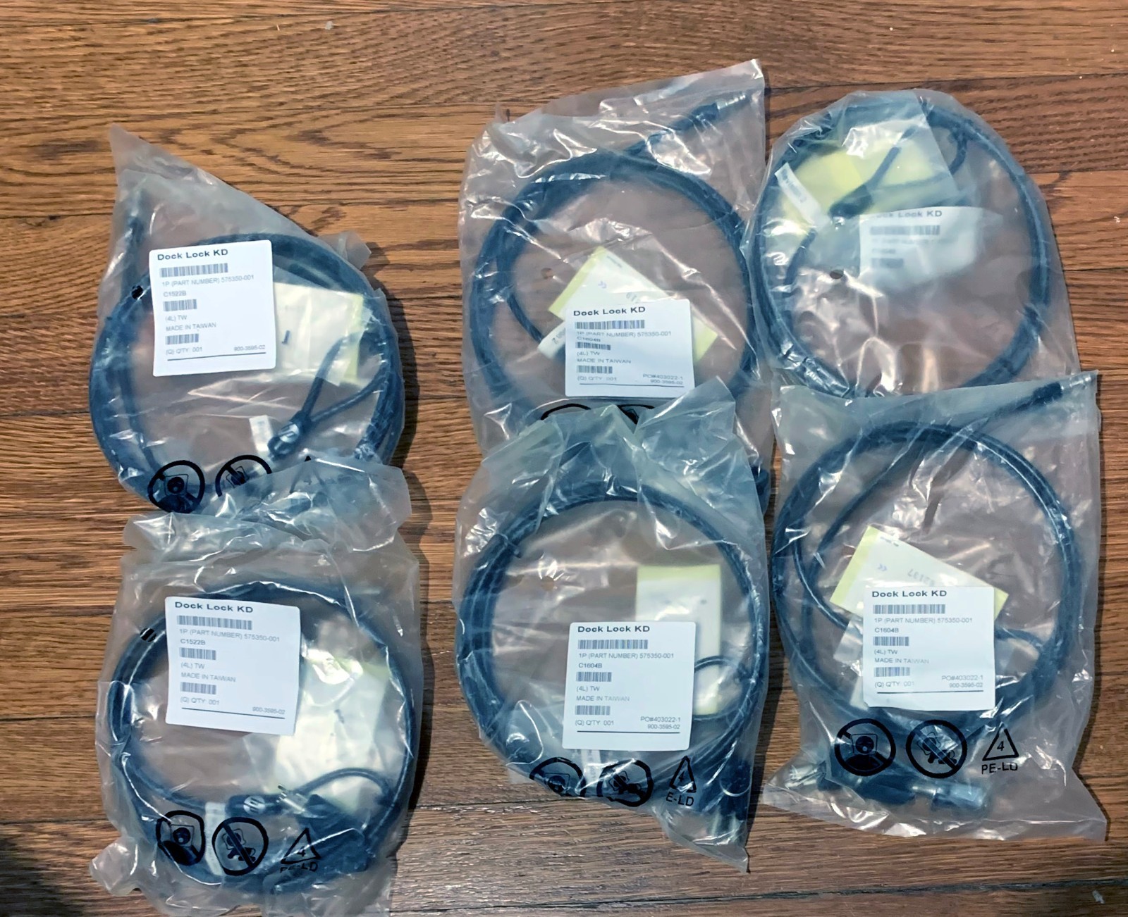 Lot of 6 HP Dock Lock KD Cable Locks 575350-001 C1604B OEM New Sealed