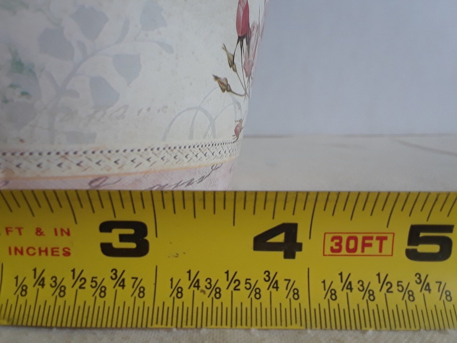 Vintage Tin Porte de Jardin Side Handles Shabby Chic Basket 4.25 in Tall