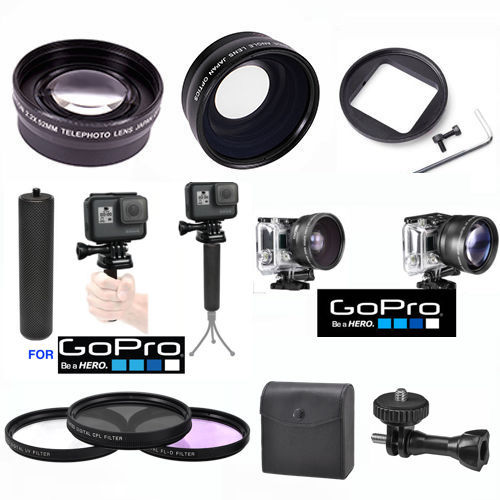WIDE ANGLE LENS + TELEPHOTO ZOOM LENS + STABLE GRIP+ FILTER KIT FOR GOPRO HERO4