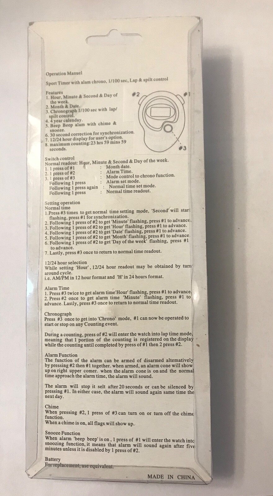 Riddell Chronograph Digital StopWatch New in Pkg JS-316