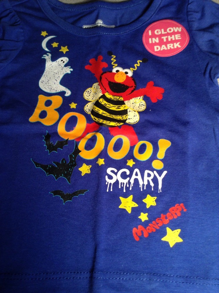 Girls 12M 18M 3T 4T 5T Sesame Street Elmo Blue Halloween Glow In The Dark Shirt