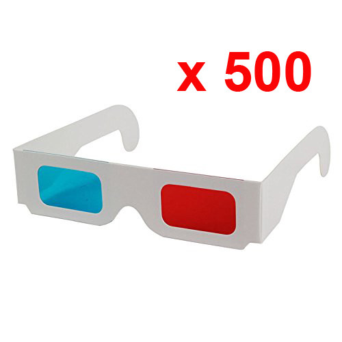 Lot 500 3D Anaglyph Glasses Red/Cyan Blue New Cardboard Delivery Within 24H