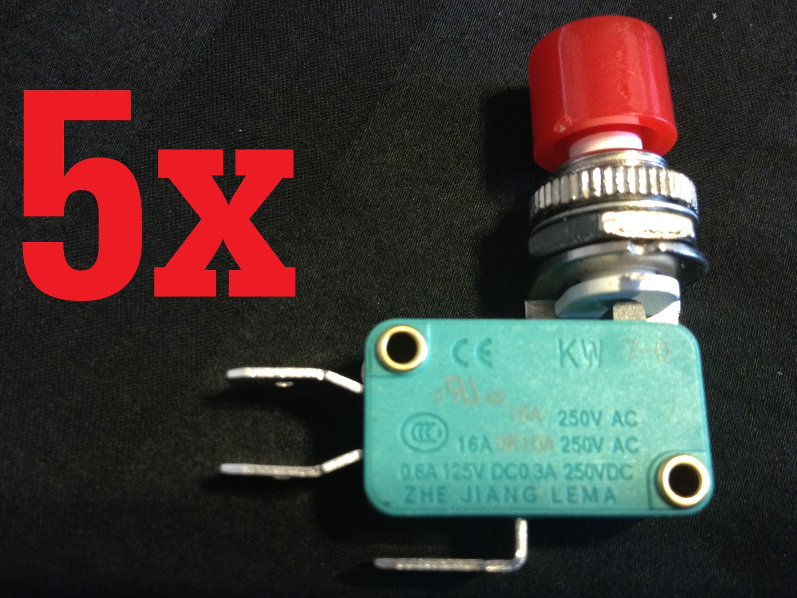 5 pcs Micro Switch ON/OFF 3P w/ Lever Big Red Cap KWD 8 5x n/c n/o no nc   b2