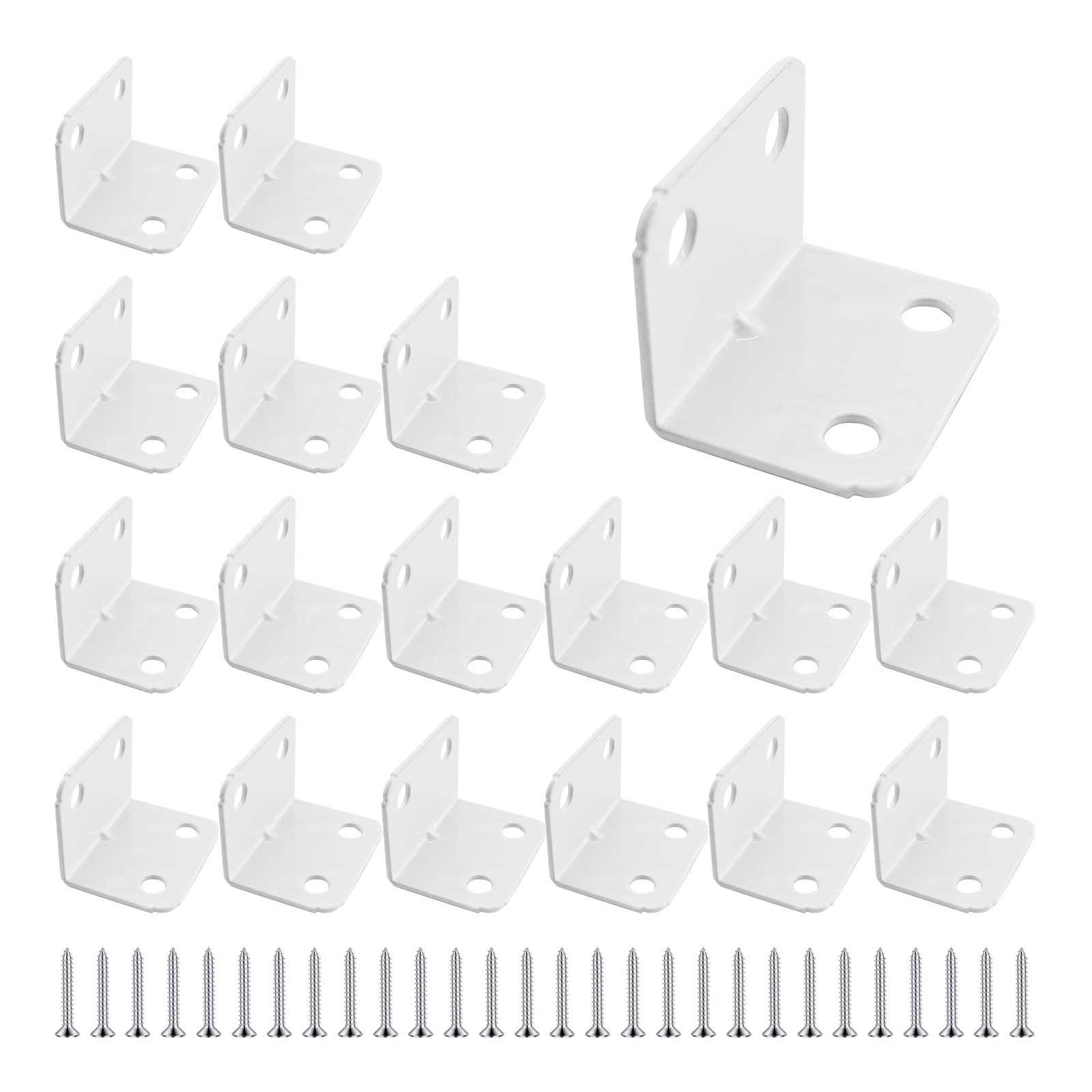 bociloy 24PCS White Stainless Steel 90 Degree Right Angle Bracket, 0.9x1.24(2...