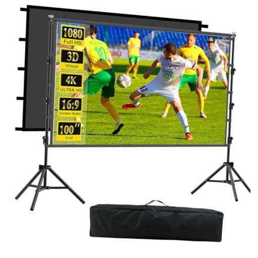 Outdoor Projector Screen with Stand, 100 inch Indoor Movie Screen 100 inch-ZJ