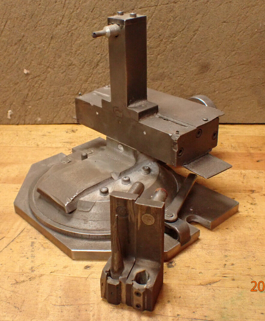 OLDER VINCO SURFACE TOOL CUTTER WHEEL DRESSER FIXTURE W/ HOLDERS AND SWIVEL BASE