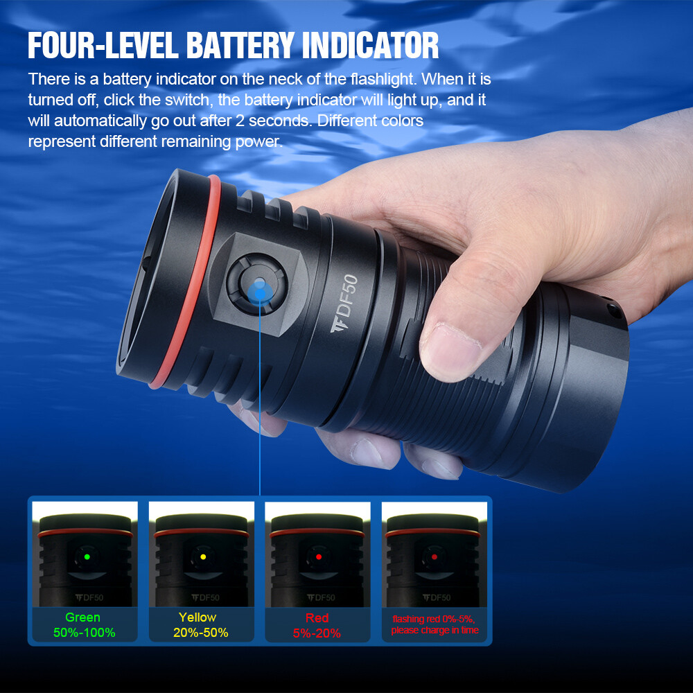 Trustfire DF50 6500Lumen LED Diving Light Waterproof Scuba LED Flashlight V