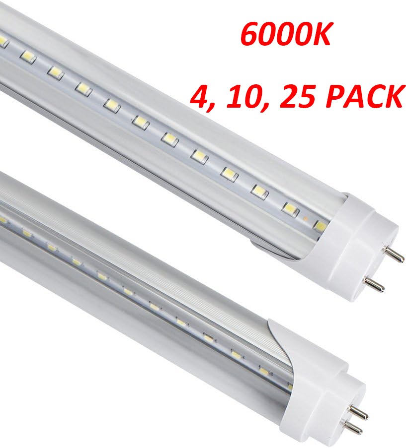 T8 LED Tube 4' Lights Clear Cover Ballast Bypass Fluorescent Replacement 4/10/25