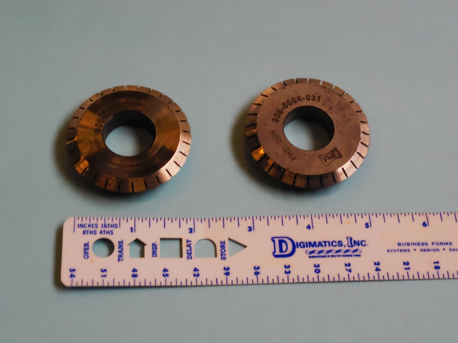 SET OF 2, FME PERFORATED SLITTER WHEELS # 006-0004-03T PRINTING PRESS ACCESSORY