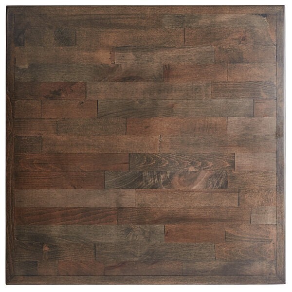 30'' Square Butcher Block style Restaurant Table Top in Espresso Wood Finish
