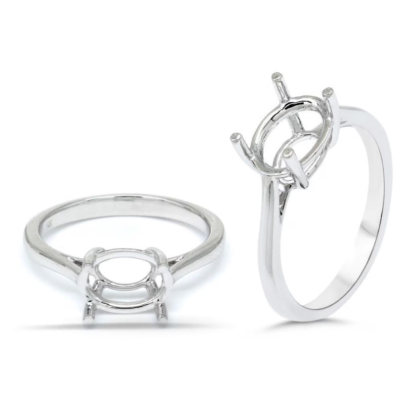 9x7mm Oval Semi Mount Ring 925 Sterling Silver Solitaire Women Engagement Ring