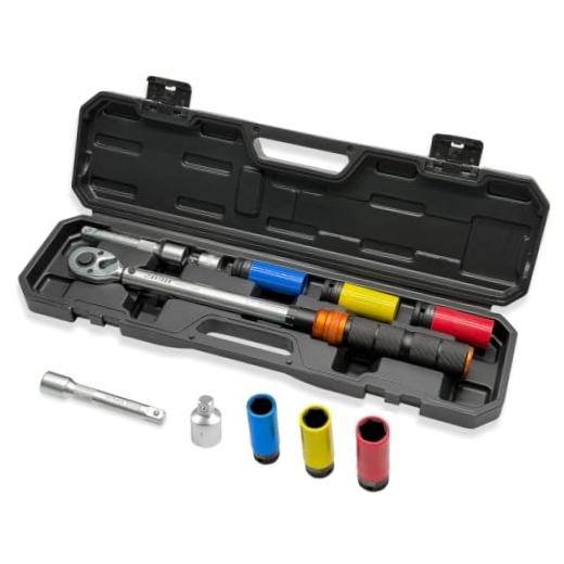 1/2" Drive Click Torque Wrench Set, Portable Tire Change Kit with Lug Nut