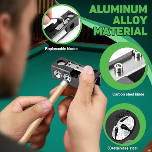 11-in-1 Pool Cue Tip Replacement Kit, Cue Tip Shaping Tool, Professional Cue