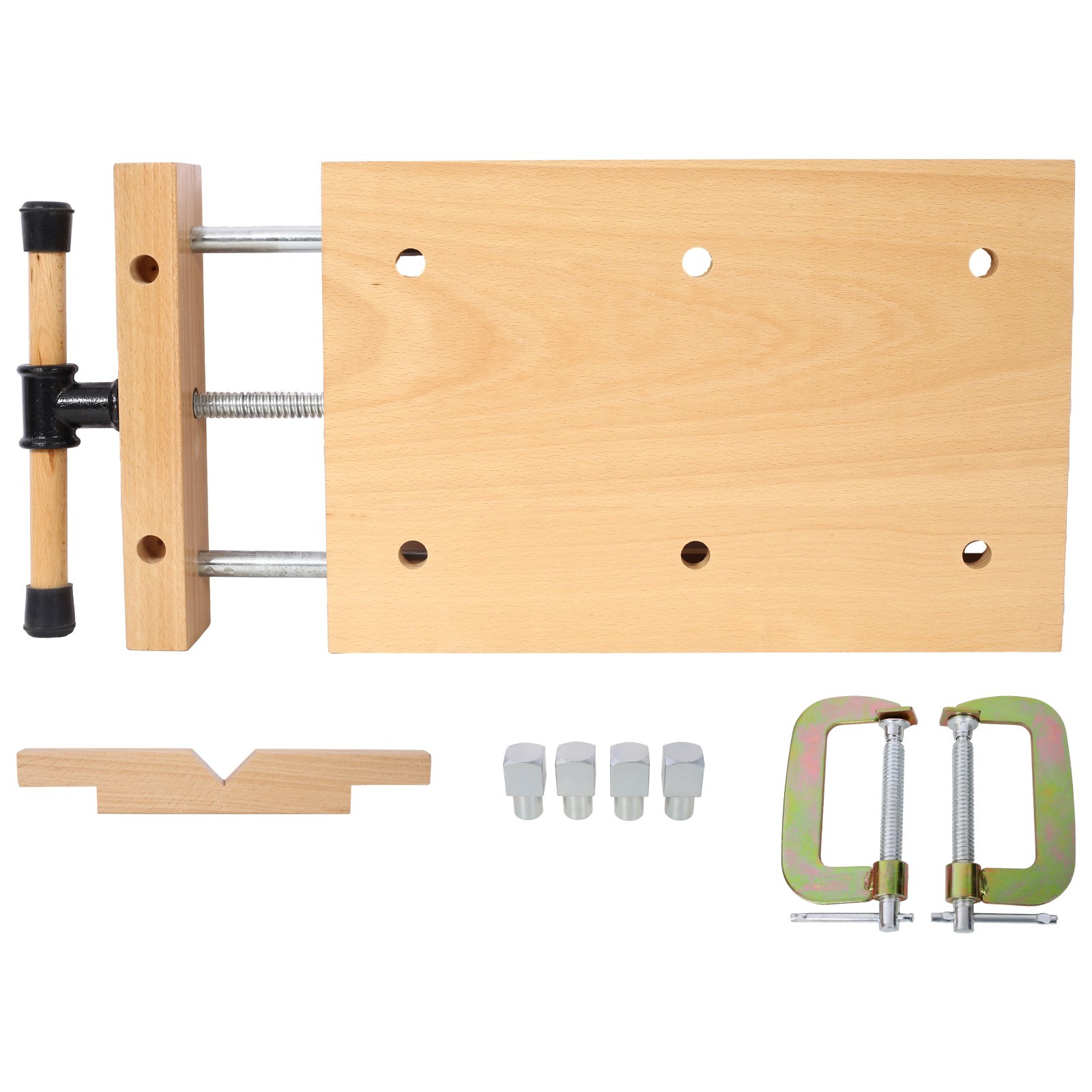 Portable Woodworking Bench Vise with Quick-Release & 2 G-Clips