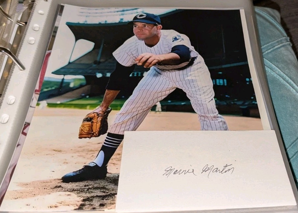Morrie Martin Cleveland Indians Signed Cut With 8x10 Photo W/Our COA