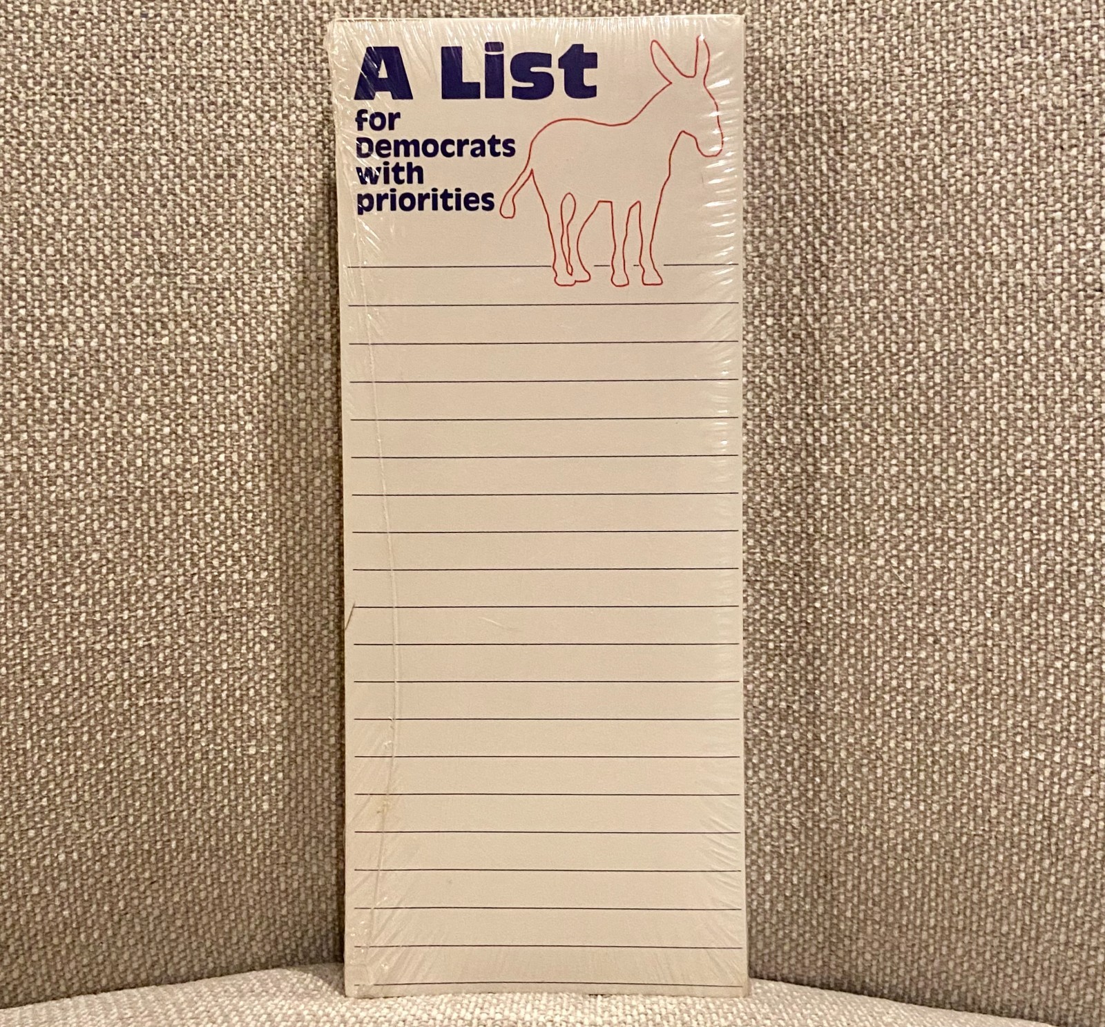 Vtg A List for Democrats with Priorities Lined Note Pad Red White & Blue Donkey