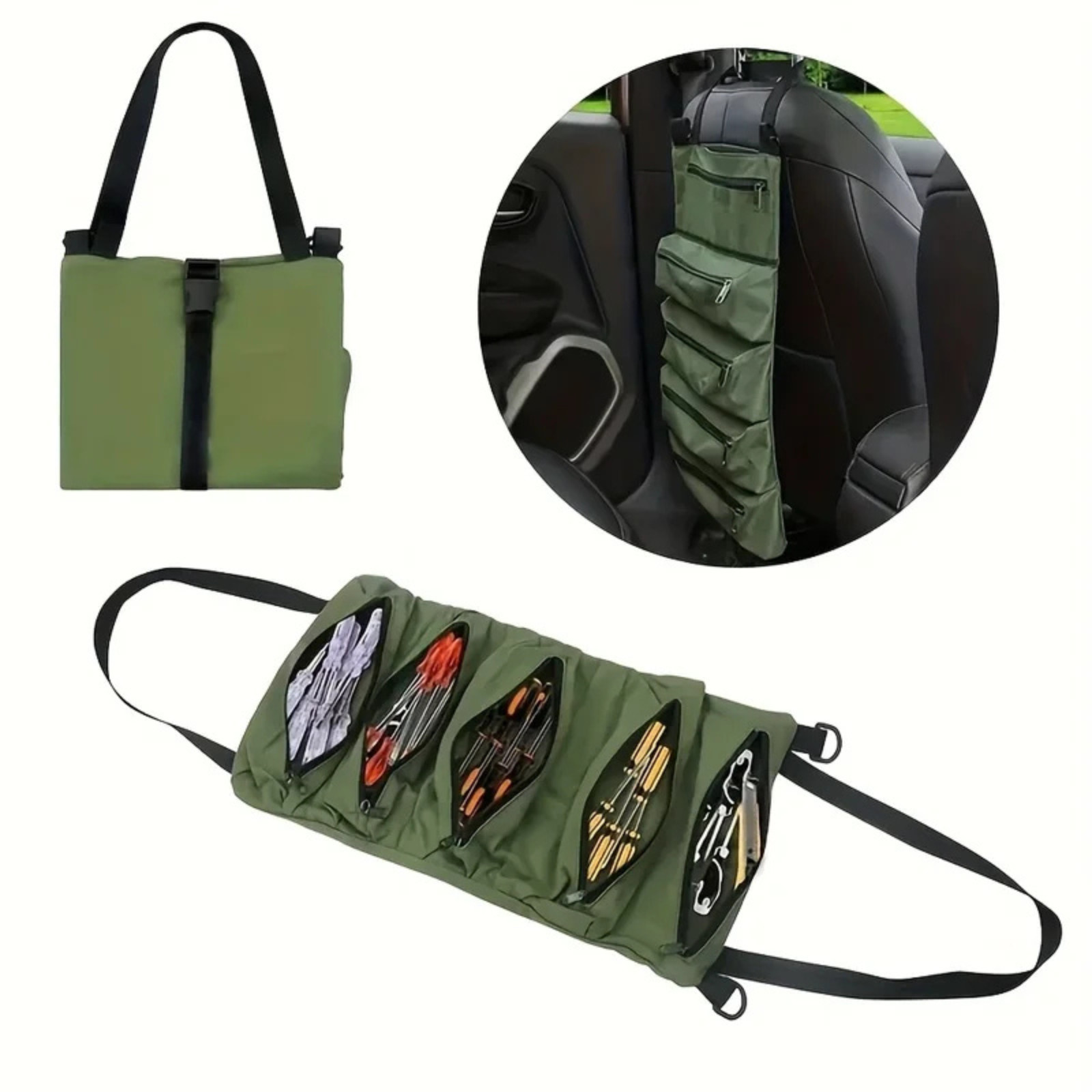 Multi-Purpose Tool Roll Up Bag Wrench Pouch Canvas Hanging Organizer