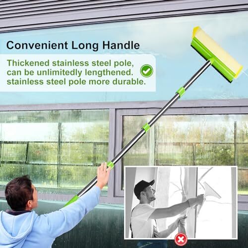Window Squeegee, Squeegee for Window Cleaning, 2 in 1 Squeegee 1 * Sponge Head