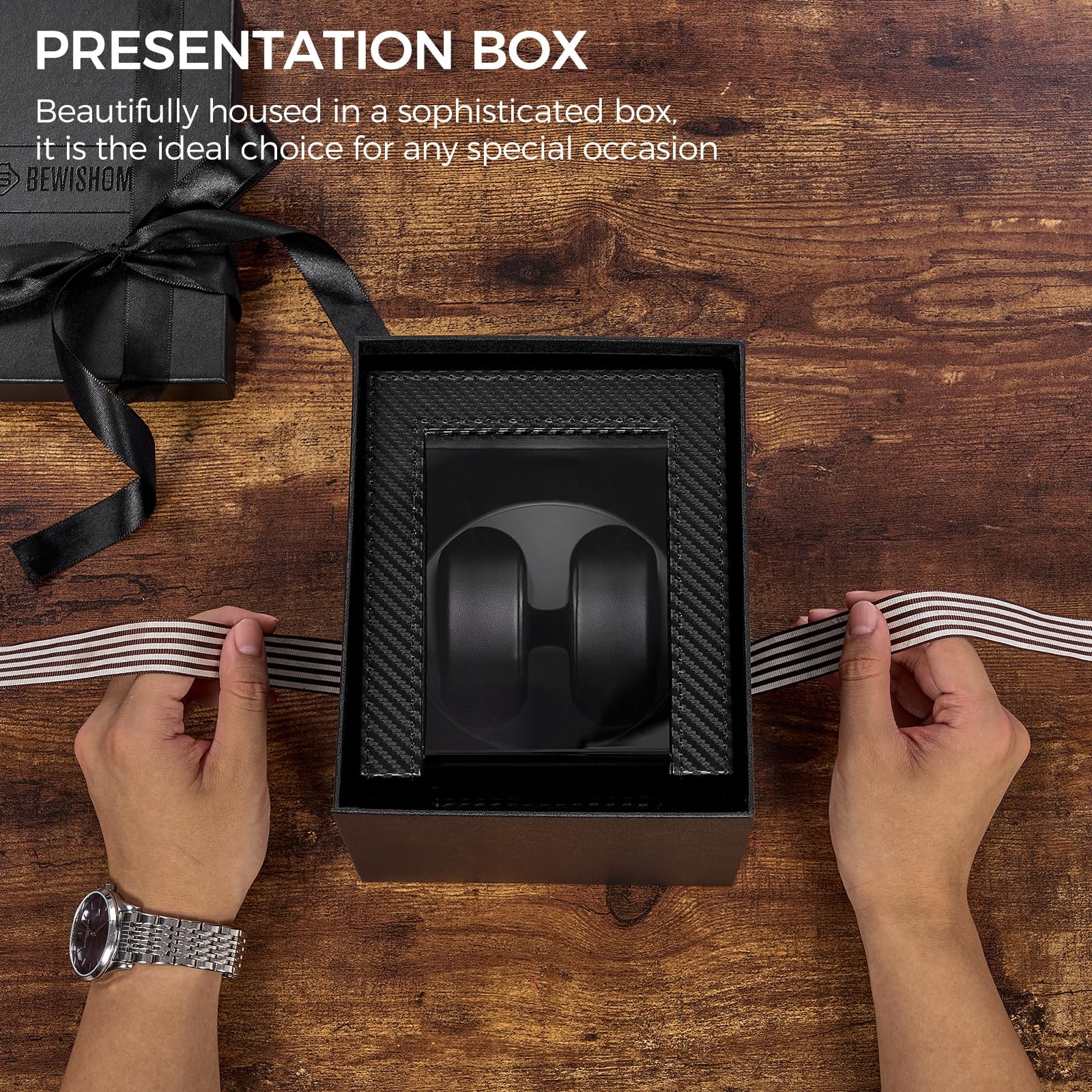 Automatic Watch Winder with LED Light - Double Watch Spinner, Quiet Motor,