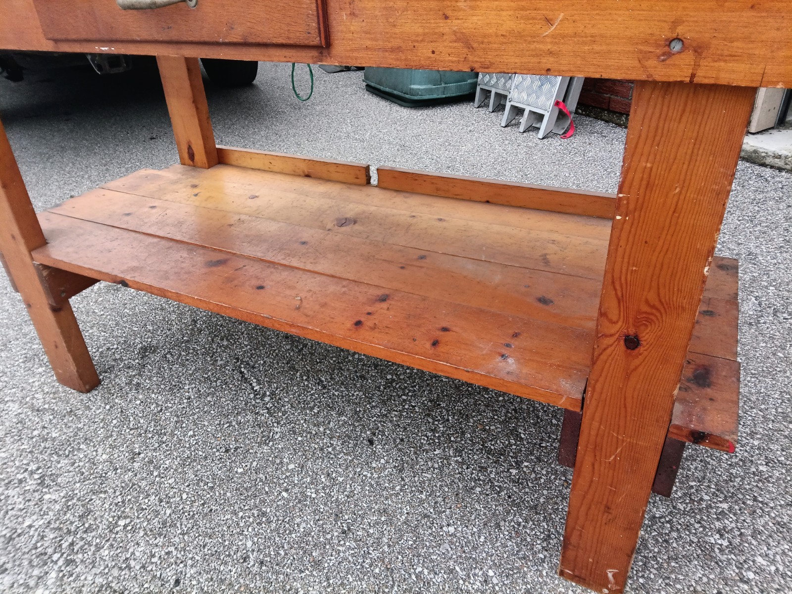 Handsome Vintage Workbench with Drawer - 5 feet long - All solid wood!