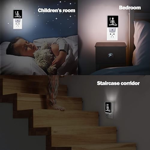 Night Light, Dusk to Dawn Smart Sensor Nightlight for Skeleton Holding Flower