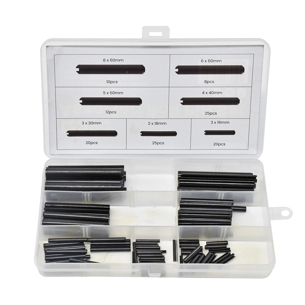 120pcs Carbon Steel Hollow Spring Pins for Fixtures and Mechanical Parts