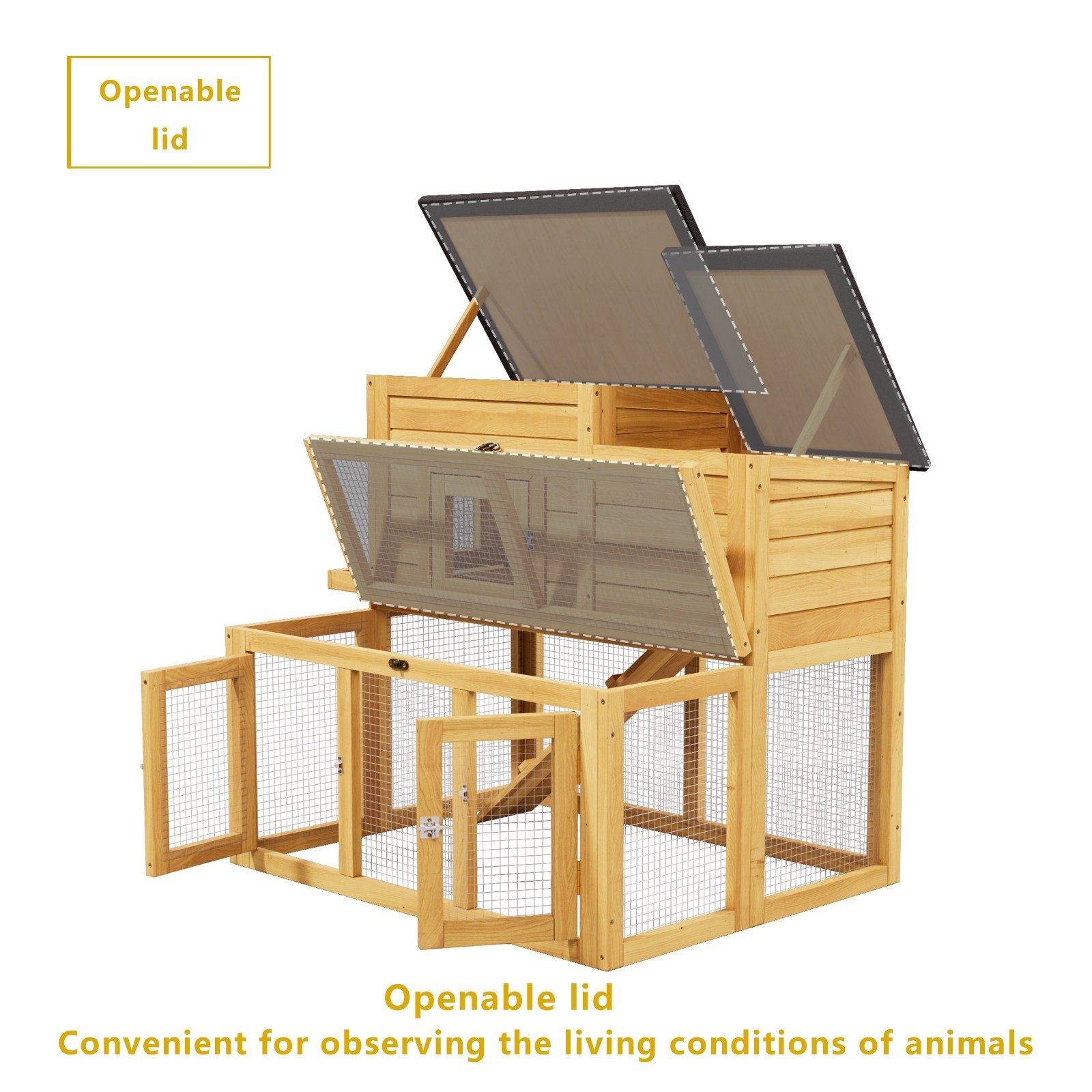 Large Outdoor Wooden Quail Cage Rabbit Hutch Chicken Coop with Run & Ramp，2 Tier