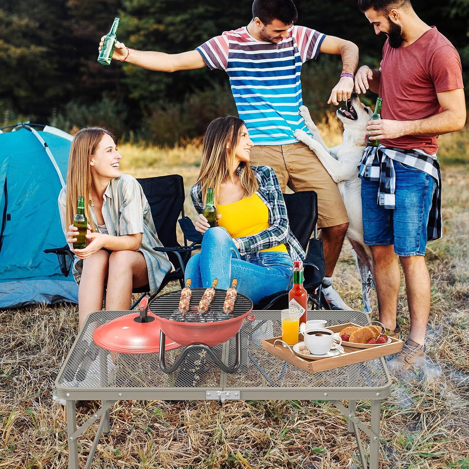 3x2FT Metal Folding Camping Table, Portable Picnic Table,Lightweight Grill Table