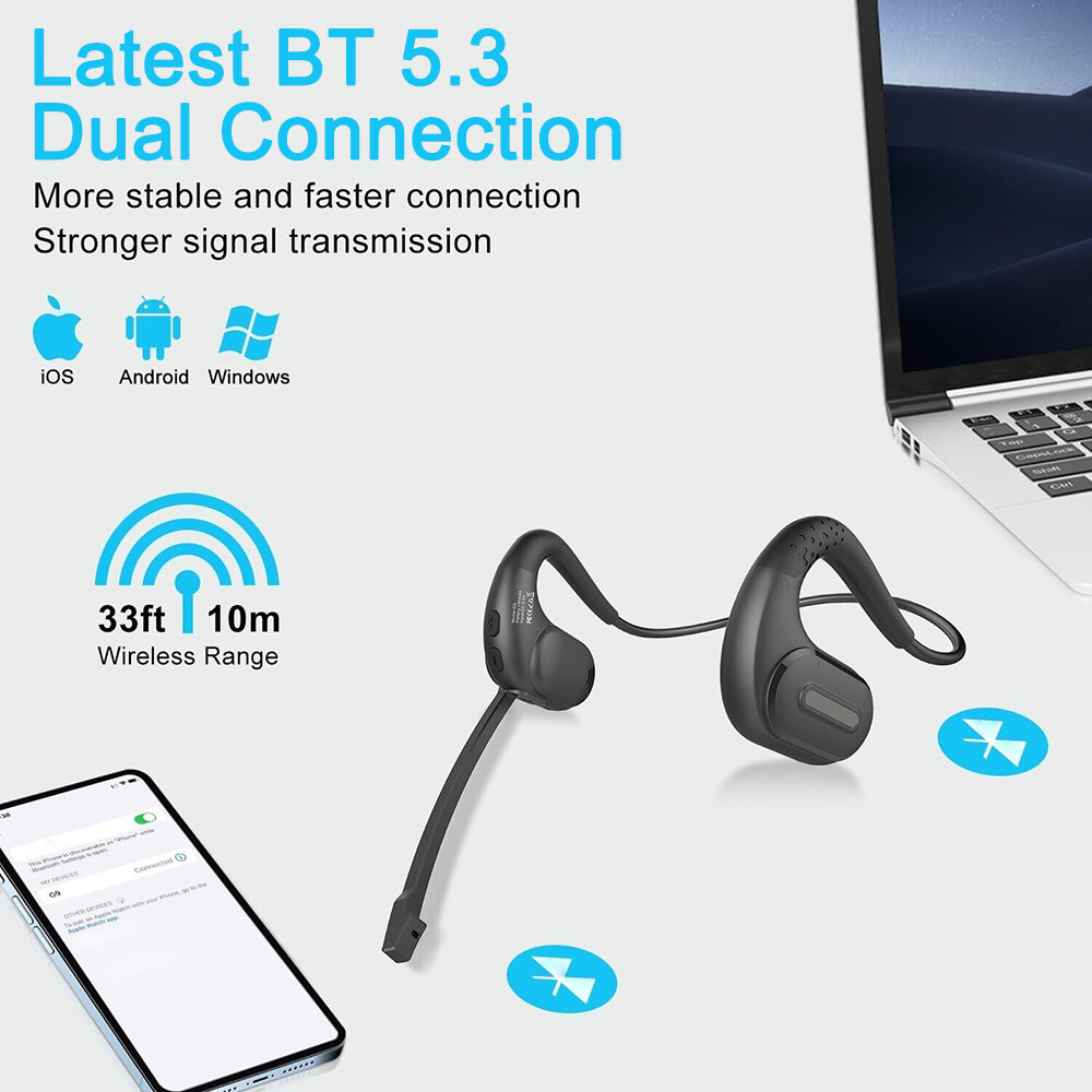 Mpow Bluetooth Headset & Magnetic Mic Wireless Sport Headphone Bone Conduction