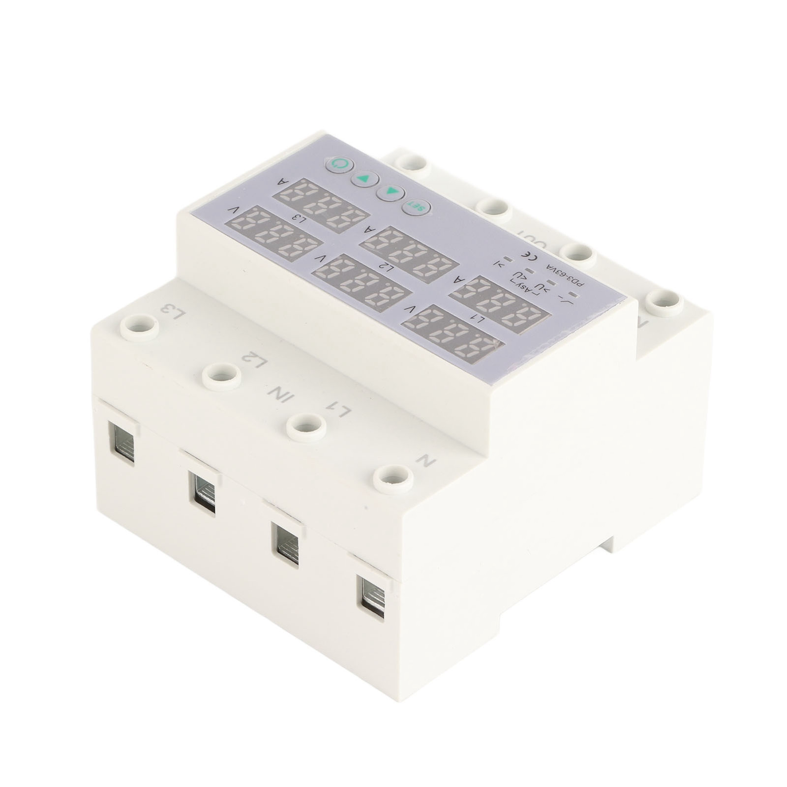 3 Phase DIN Rail Voltmeter Ammeter Automatic Overvoltage Protector 63A Part