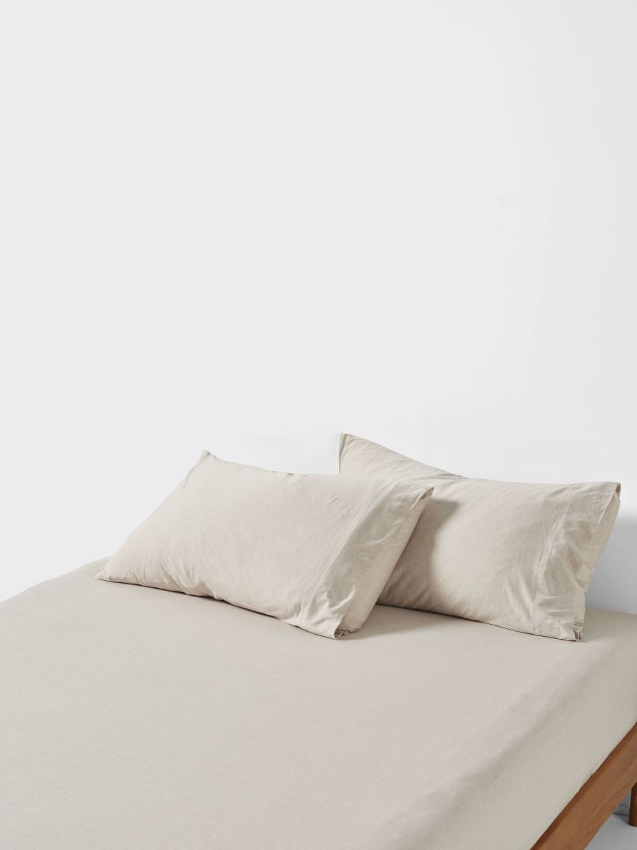 Linen House Ryland Pebble Fitted Sheet + Pillowcase Set