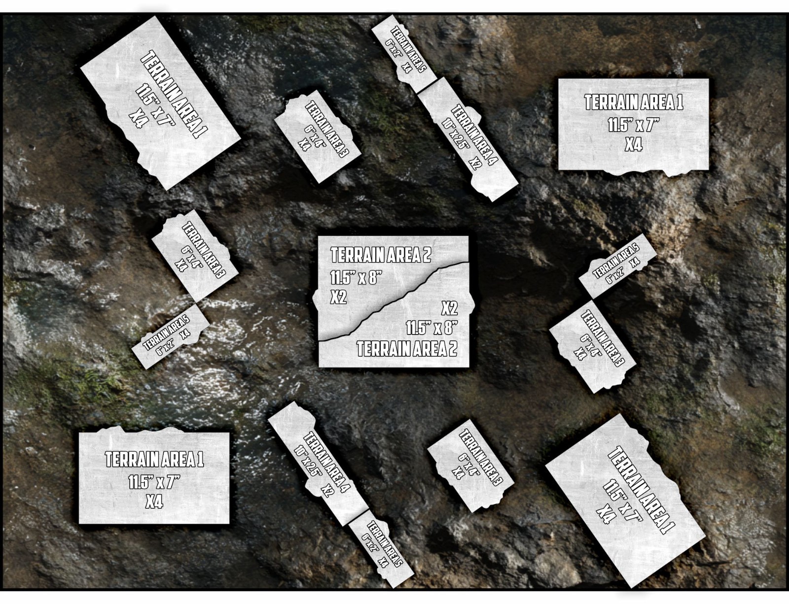 Terrain Area Footprints - Chasm - Compatible w/ Warhammer 40K 11th Ed