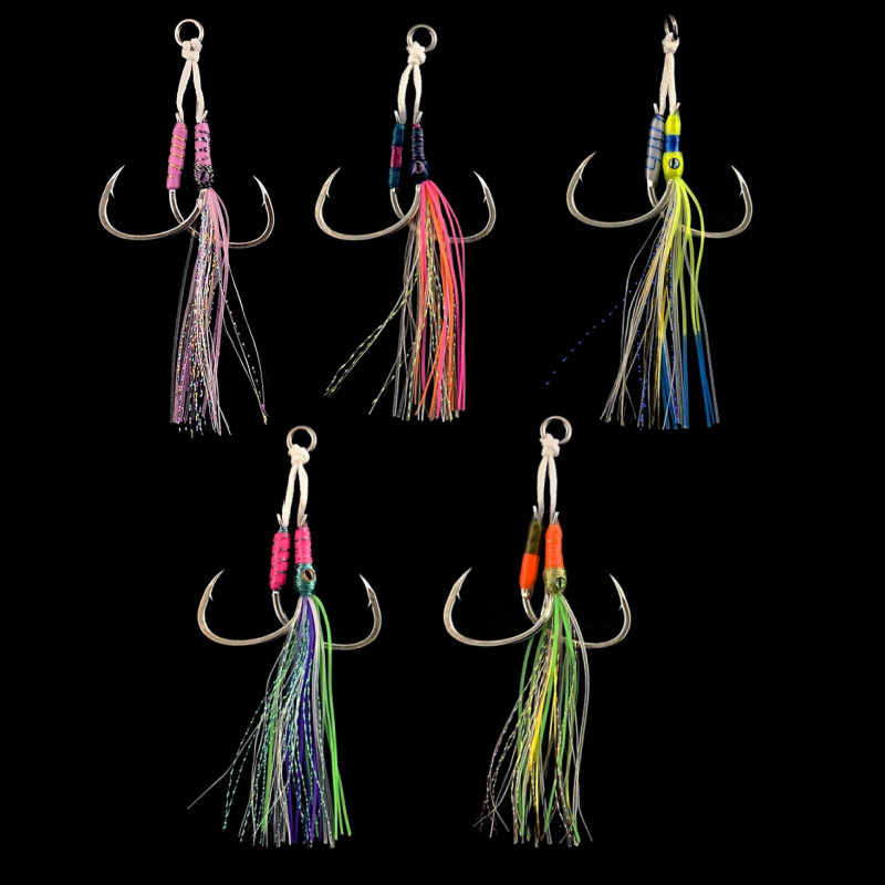 4Pair Jig Assist Fishing Hook Double Hook Bionic Octopus Fish-eye Hook 2#-3/0#