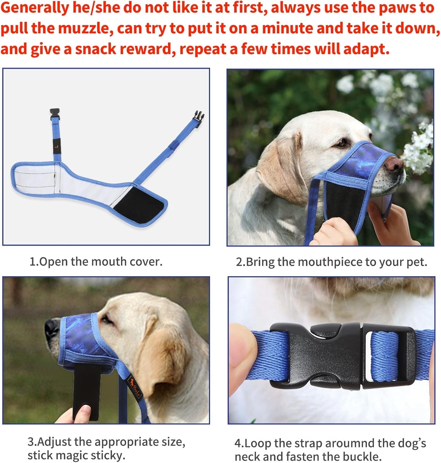 Breathable Nylon Dog Muzzle - Adjustable, Comfortable, Anti-Bite & Bark Control