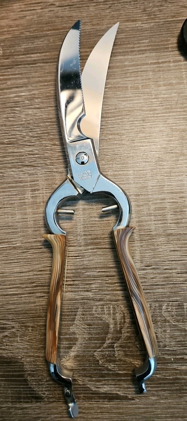 Vintage PRM Solingen Made in Germany Poultry Shears Chrome Scissors EUC