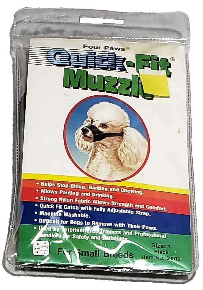 Four Paws Quick Fit Adjustable Dog Muzzle Black Size 1 XS For Small Breeds