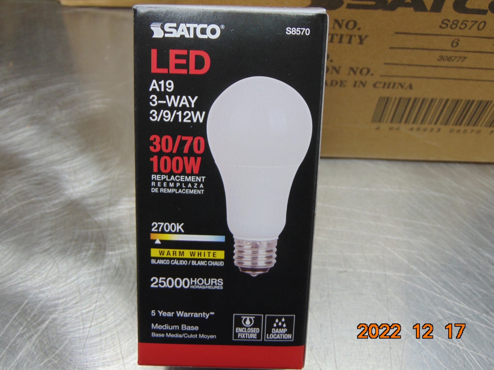 3/9/12W Non-Dimmable 3-Way A19 LED 27K Warm White Frosted Medium E26 Base Bulb