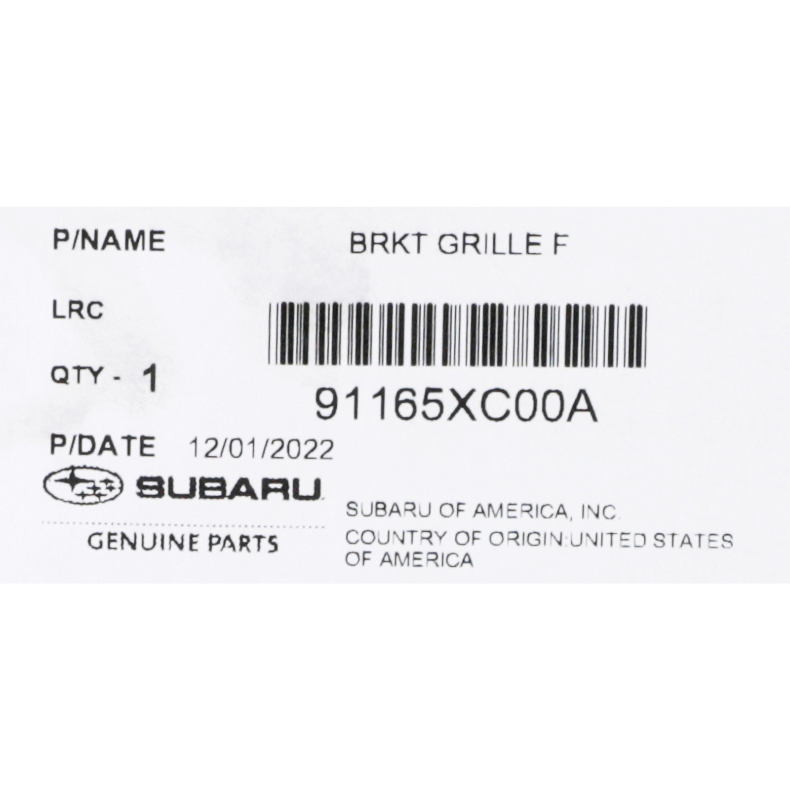 OEM NEW 2019-2022 Subaru Ascent Grille Radiator Sight Shield Bracket 91165XC00A